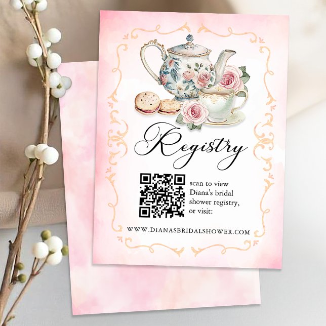 L'amour brasse la Fête des mariées Carte d'enregis (Tea Party Registry Card)