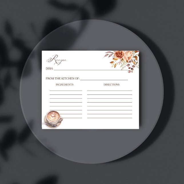 L'amour brasse l'automne nuptiale carte de recette (Love is brewing coffee fall bridal shower recipe card bridal shower games enclosure cards)