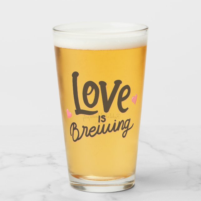 l'amour brasse le coeurs de bière verre (Devant (rempli))