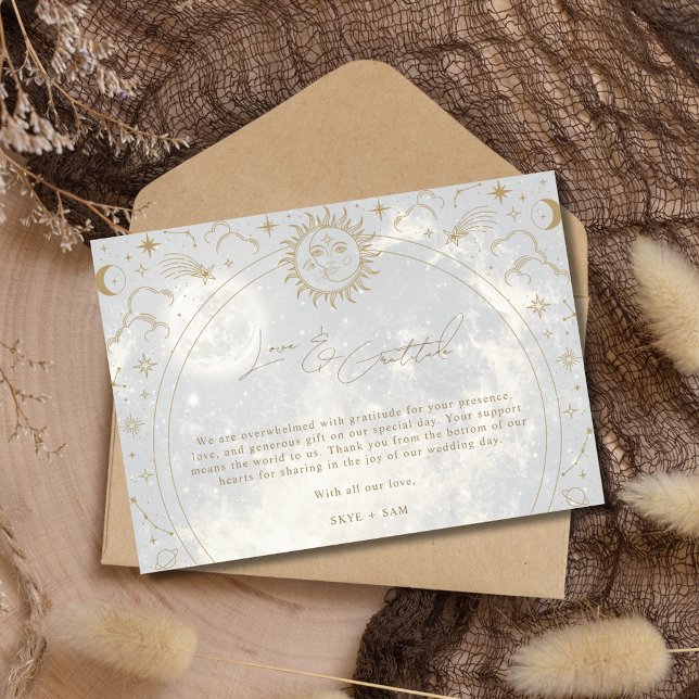 L'amour céleste Gratitude Photo Mariage Merci (Celestial Love Gratitude Photo Wedding Thank You Cards)