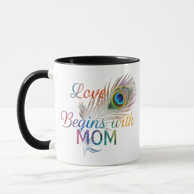 L'amour commence avec maman" - Coeur Combo Mug (Gauche)