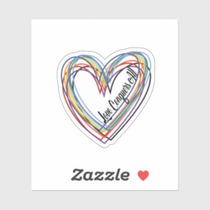 "L'amour conquiert tous" Sticker Coeur coloré