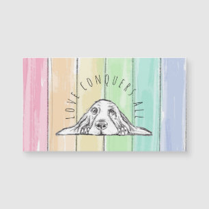 l'amour conquiert tout chien arc-en-ciel basset ho