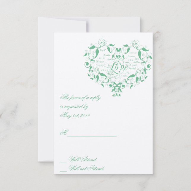L'amour dans n'importe quelle langue en Mint Carte (Devant)