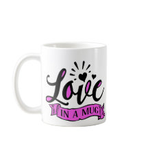 L'Amour Dans Une Mug Romantique Texte Noir Et Rose