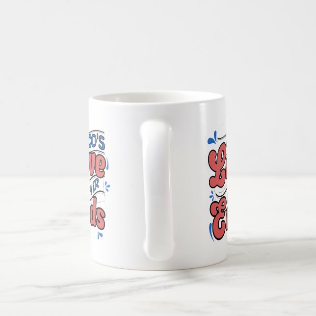 "L'amour de Dieu ne s'arrête jamais à la Mug - (Poignée)