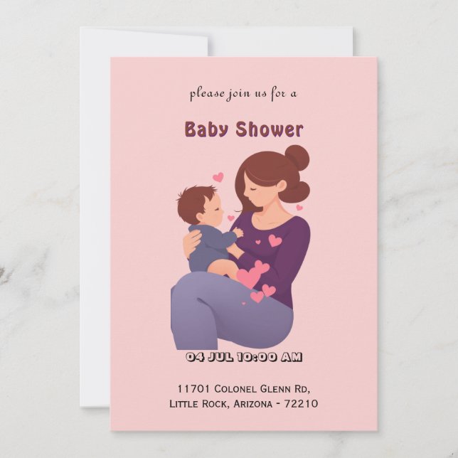 L'amour de la mère avec la carte de Baby shower de (Devant)