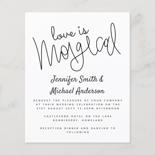 L'amour de la typographie budgétaire est Mariage d (Devant)