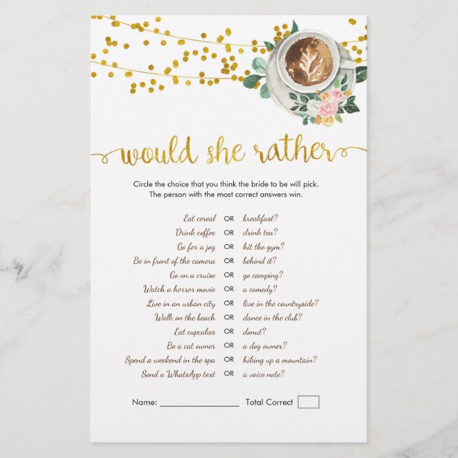 L'amour du café brasse si elle préfère le jeu (Devant)