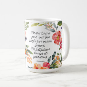 L'Amour du Seigneur Endure Psalm Bright Floral Mug