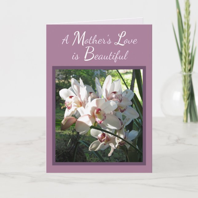 L'amour d'une mère avec les orchidées Carte de fêt (Devant)