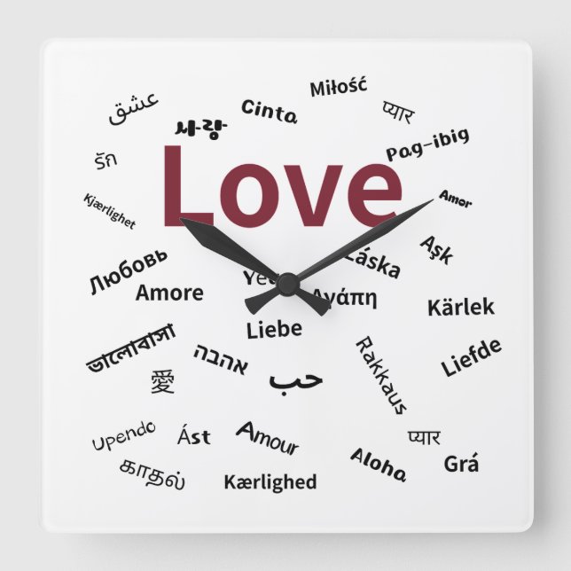 L'amour en plusieurs langues – Horloge murale mult (Recto)