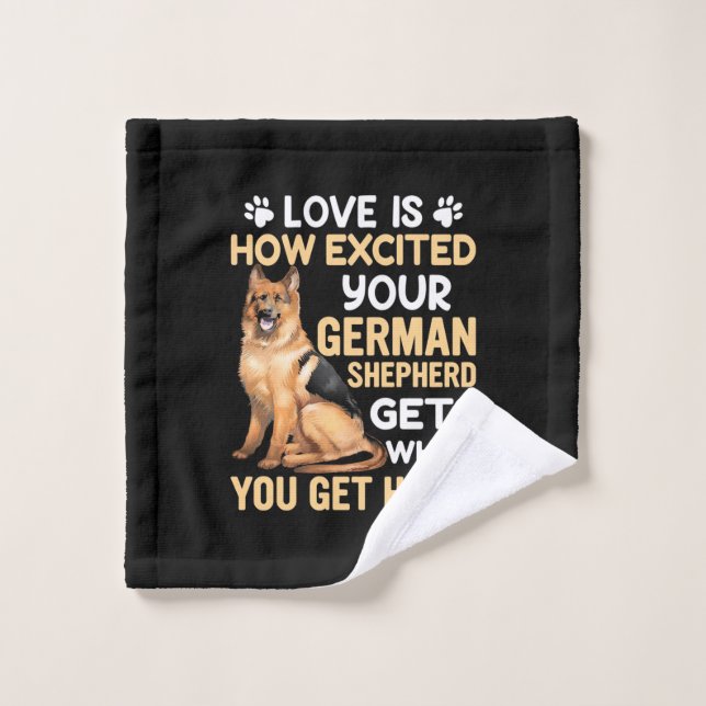 L'Amour Est Comme Excité Votre Berger Allemand (Gant de toilette)