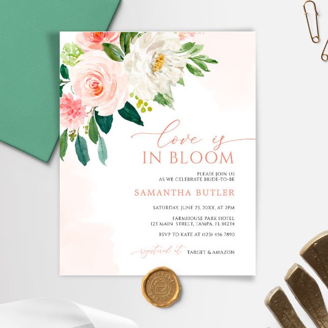 L'amour est dans Bloom Blush Bridal Shower Invitat (Créateur téléchargé)