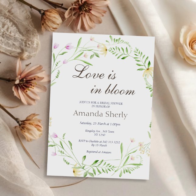L'amour est dans le jardin en fleurs Invitation de (Love is in Bloom Garden Bridal  Shower Invite)