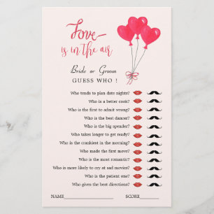 L'amour est dans le jeu Air Guess Who Shower