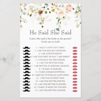 L'amour est en fleur Il a dit qu'elle dit jeu de d