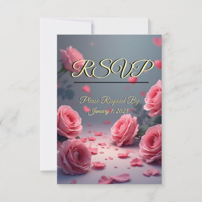 L'amour est en fleurs RSVP Roses roses mariage (Devant)