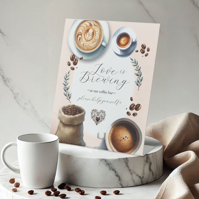 L'amour est en train d'infuser Panneau de comptoir (Coffee bar sign by Victoria Grigaliunas at Do Tell A Belle)