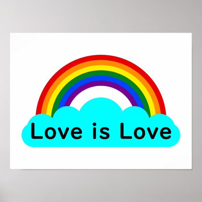 L'amour est l'amour - Affiche arc-en-ciel LGBT (Devant)