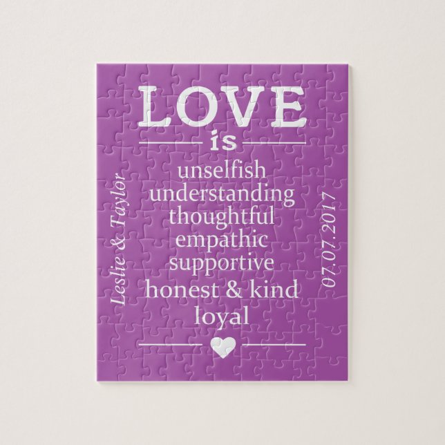 L'amour est… les noms, la date et le puzzle faits (Vertical)