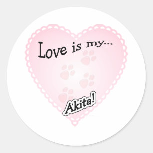 L'amour est mon autocollant Akita