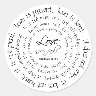L'amour est patient Sticker rond noir et blanc
