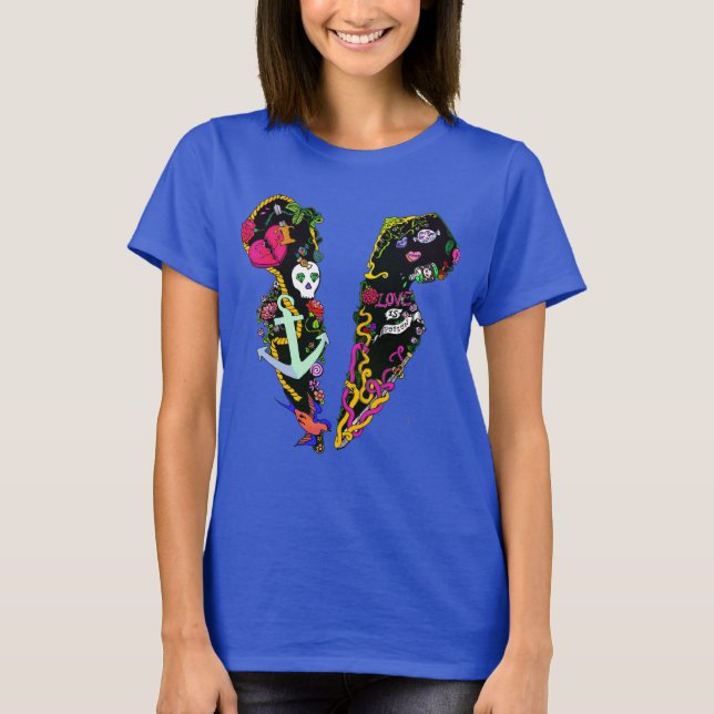 L'Amour Est Poison Tattoo Tux Graphic T-Shirt (Devant)