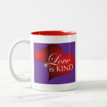 L'Amour Est Un Coeur Rouge Violet Deux Tons Mug