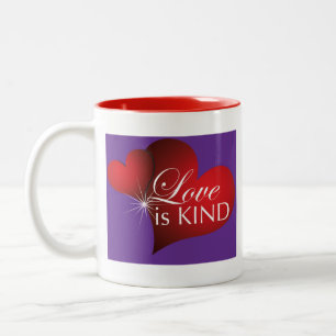L'Amour Est Un Coeur Rouge Violet Deux Tons Mug