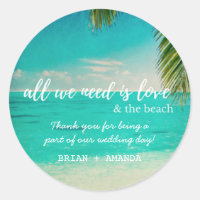 L'amour et le mariage sur la plage Favor Stickers