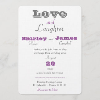 L'amour et le rire violets Faire-part de mariage