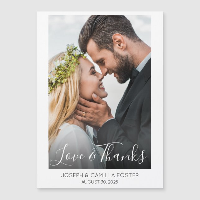 L'amour et merci Whimsy Photo Mariage Magnet (Devant)