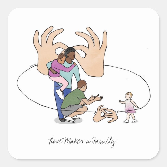 L'amour fait une adoption familiale Sticker ASL (Devant)