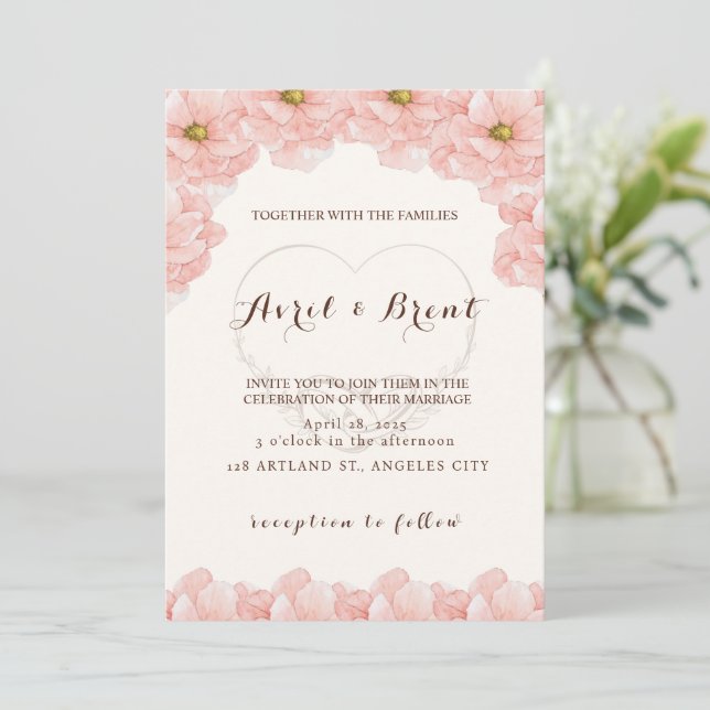 L'amour florissant : un Faire-part de mariage flor (Debout devant)