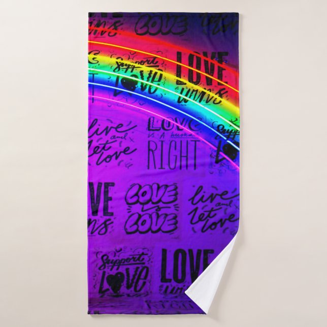 L'amour gagne Gay pride LBGQT Arc-en-ciel (Serviette de bain)