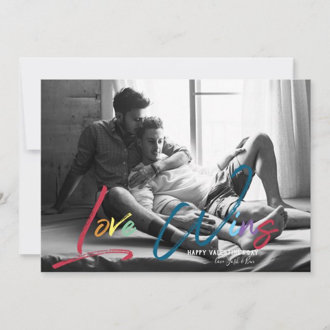L'amour gagne | Le Carte photo LGBT Valentine (Devant)