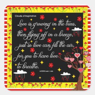 L'amour grandit dans les autocollants des arbres