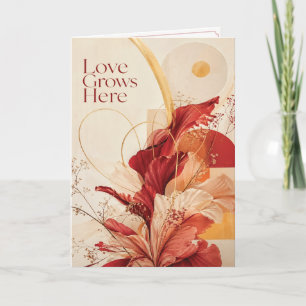 L'amour grandit ici Élégante carte de vœux florale