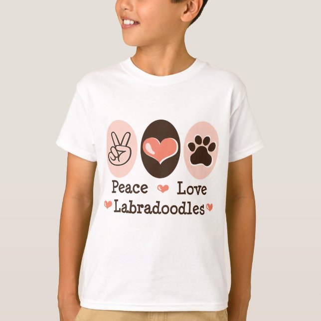 L'amour Labradoodles de paix badine le T-shirt (Devant)
