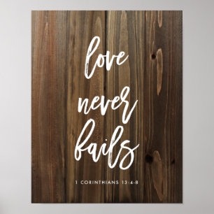L'amour n'échoue jamais sur Faux Wood   Poster