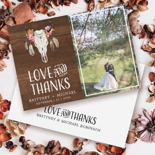 L'amour rustique Merci Antler Carte de remerciemen