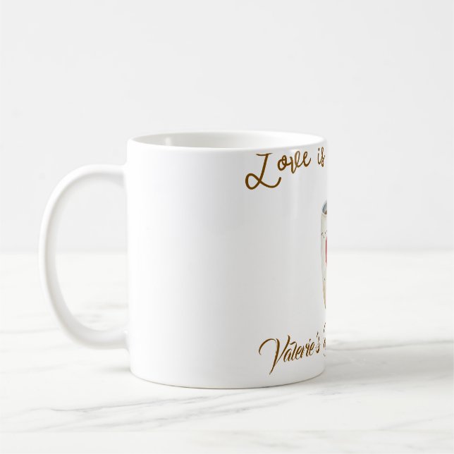 L'amour se prépare tasse à café blanche cœur maria (Gauche)