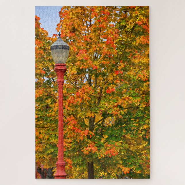 Lampadaire d'automne Puzzle personnalisé (Vertical)