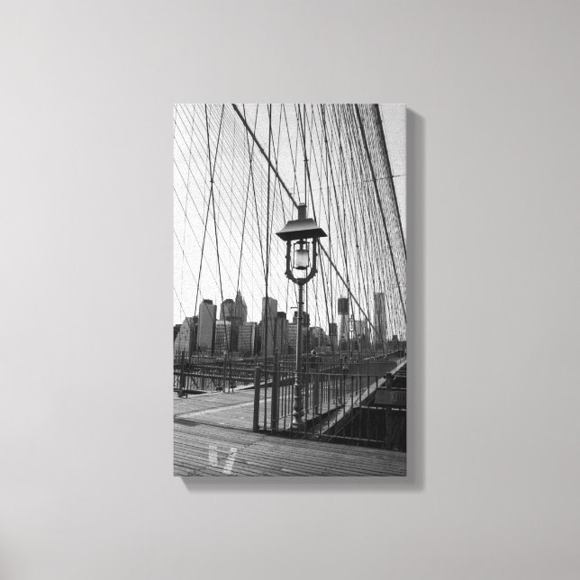 Lampe Brooklyn Bridge en B&W sur toile (Recto)