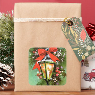 Lampe de Noël vintage rétro autocollant de vacance