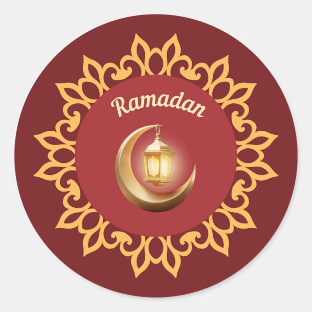 Lampe de Ramadan et croissant autocollant Premium  (Devant)