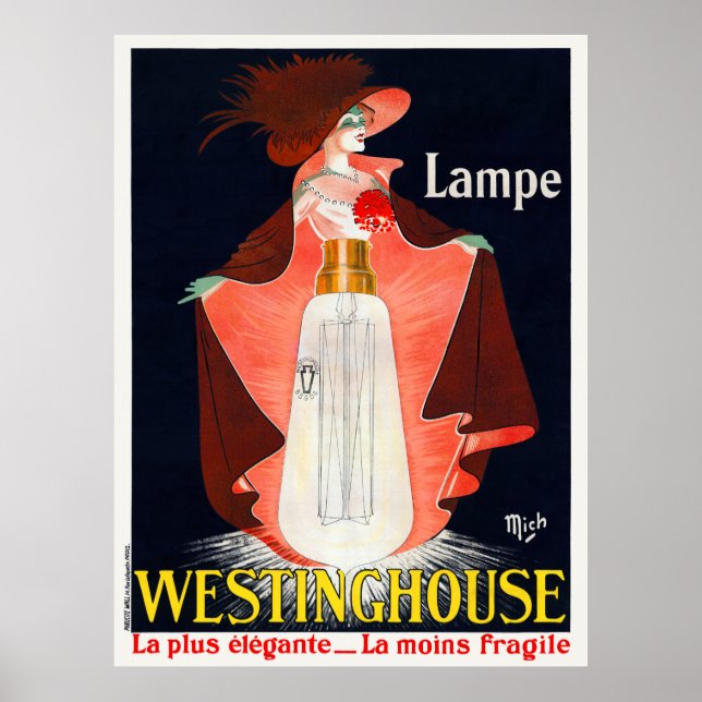 Lampe Westinghouse France Poster vintage 1912 (Devant)