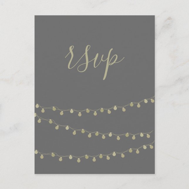 Lampes or tableau noir mariage rsvp cartes postale (Devant)
