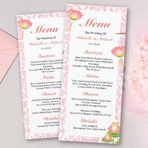 Lampions Élégants Rose Lotus Menu de Mariage Indie